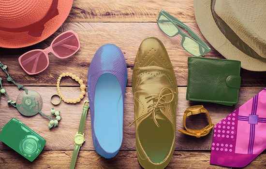 Clothing and accessories for men and women ready for travel - life style