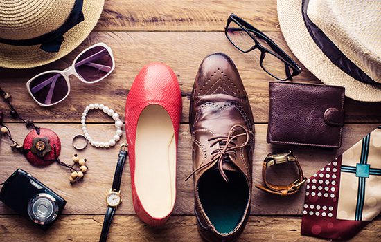 Clothing and accessories for men and women ready for travel - life style